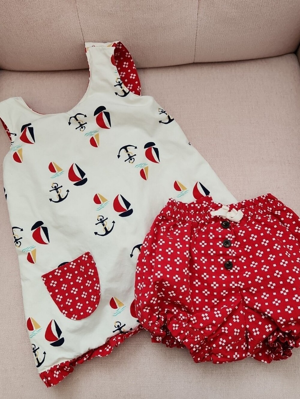 Hanna Andersson 90 3t Sailboat summer outfit set beach vacation Nautical boat